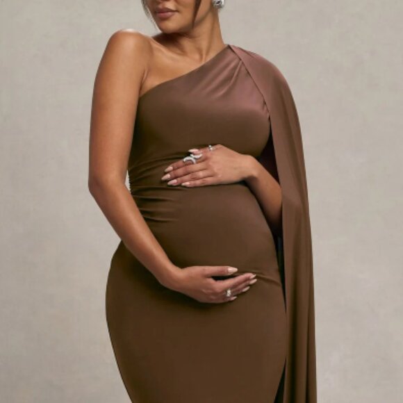 Club L London Chocolate Maternity Dress - Picture 3 of 3